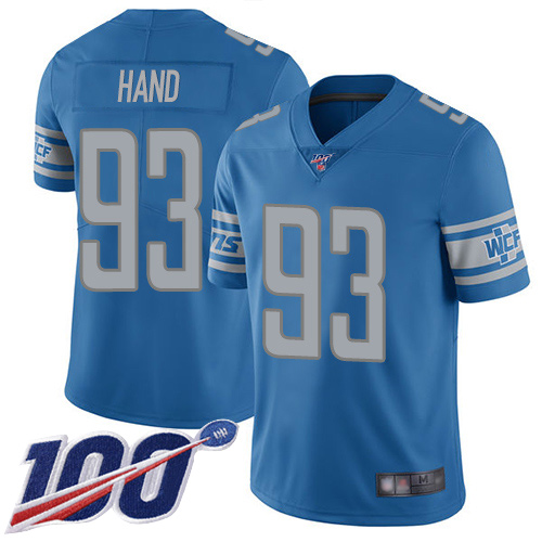Detroit Lions Limited Blue Men Dahawn Hand Home Jersey NFL Football #93 100th Season Vapor Untouchable->detroit lions->NFL Jersey